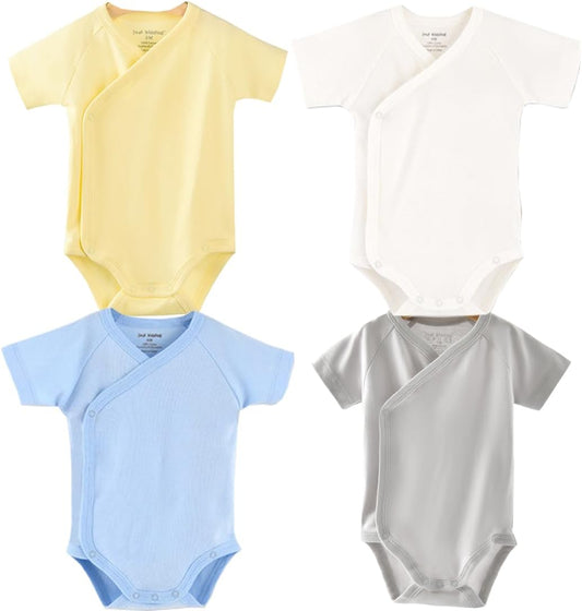 Baby Boys Girls Short Sleeves Kimono Clothes Cotton Baby Side-Snap Bodysuit Pack of Baby Layette Set