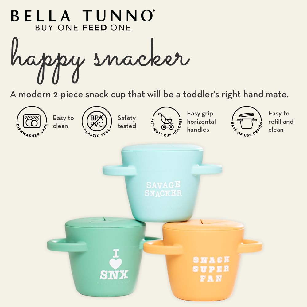 Bella Tunno Snack Cups for Toddlers, Silicone Spill Proof Food Container with Lid, Babies & Kids 6-12 Months, Love First Bite