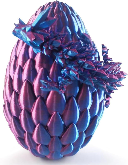3D Printed Dragon in Egg,Full Articulated Dragon Dragon with Dragon Egg,Home Office Decor Executive Desk Toys (Blue&Violet)