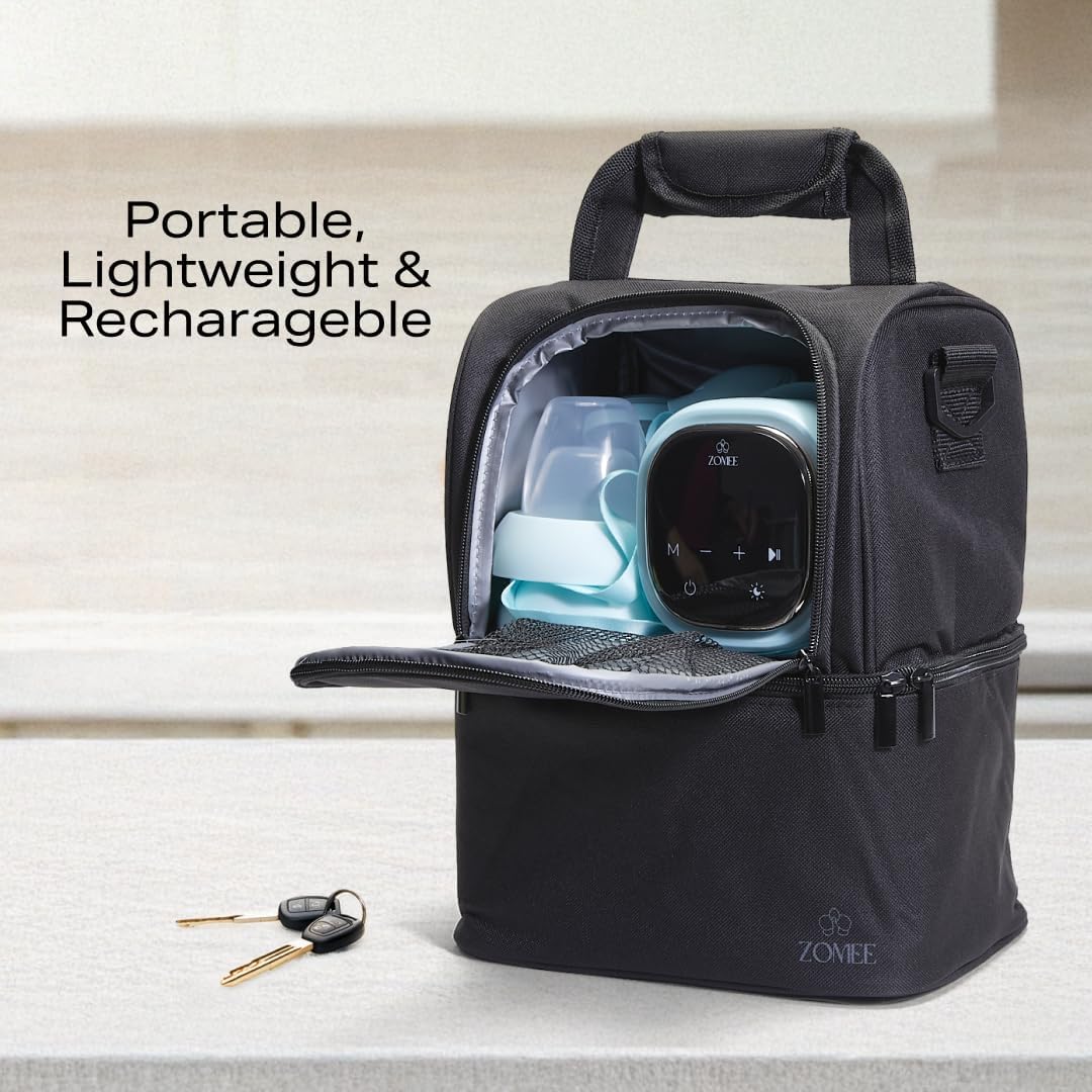 Zomee Z2 Double Electric Breast Pump – with Expression, Massage, and 2-Phase Modes - Hospital Grade Rechargeable, Portable, Hands Free Wearable Breast Pump