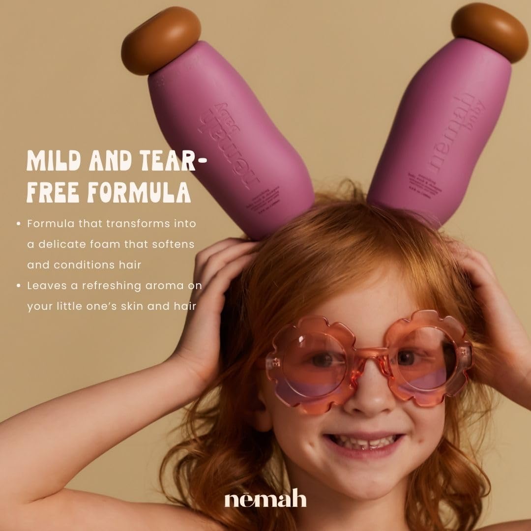 Nemah - 2-in-1 Baby Soap and Shampoo - Tear-Free Baby Body Wash and Shampoo with Actismart Chamomile, Jojoba Oil, & Activera Aloe - Vegan & Cruelty-Free - 9.8 fl. oz.