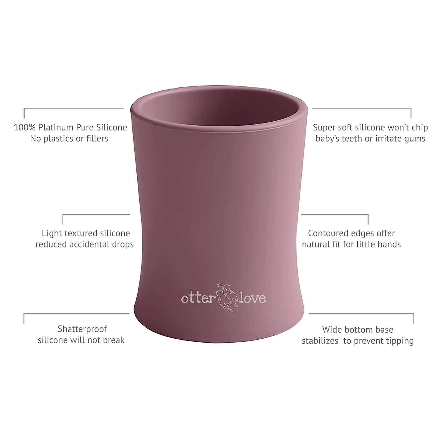 otterlove Silicone Baby & Toddler Training Cup - Pediatric OT Approved - 100% Platinum Pure LFGB Silicone - Unbreakable - Plastic Free - Tiny Cup Perfect for Baby Led Weaning (Woodchuck)