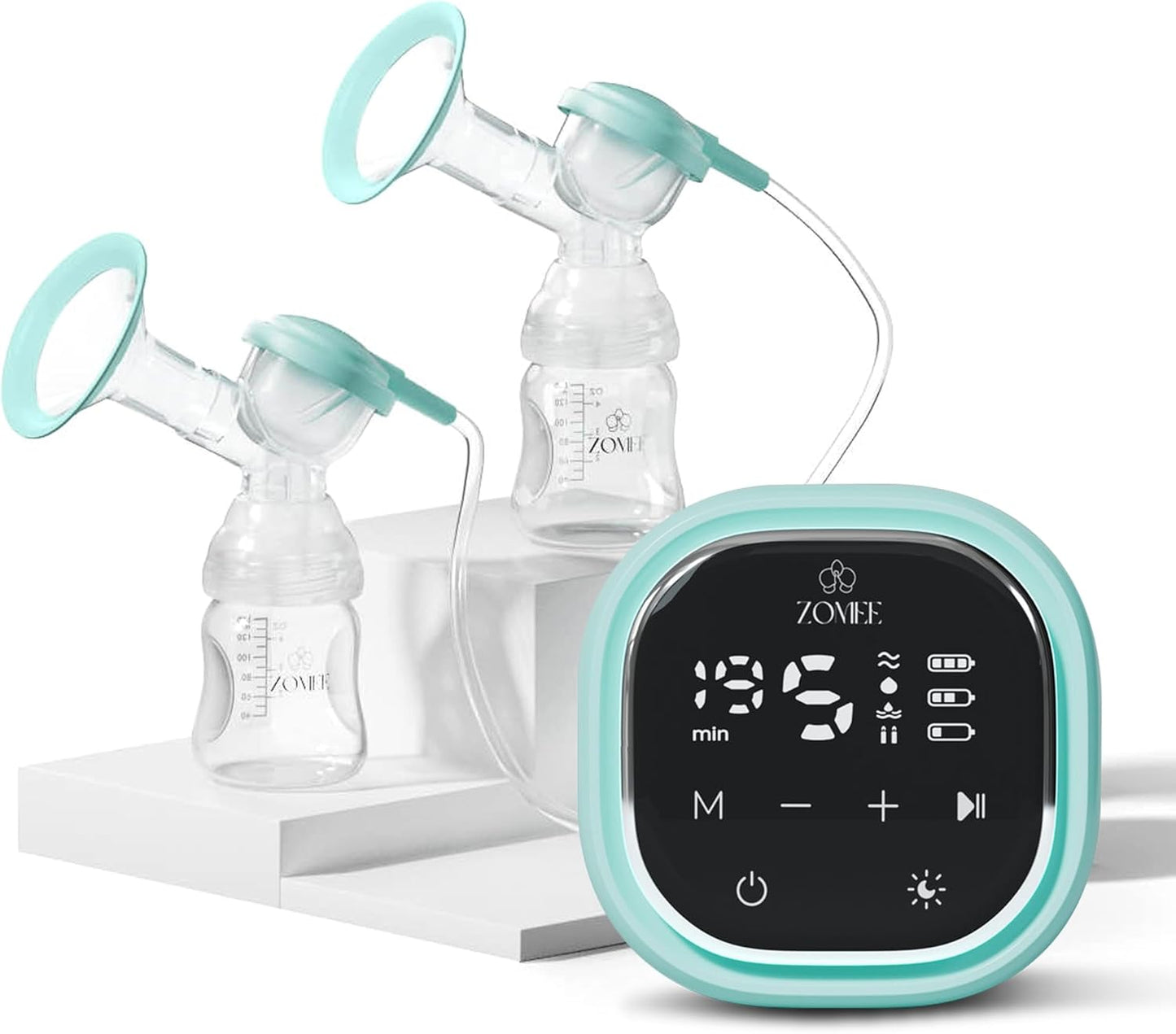 Zomee Z2 Double Electric Breast Pump - Shabbat Mode Edition - Portable, Hands Free Pumping Hospital Grade Wearable Breast Pump Including; Black Bamboo Pumping Bra (2XL)