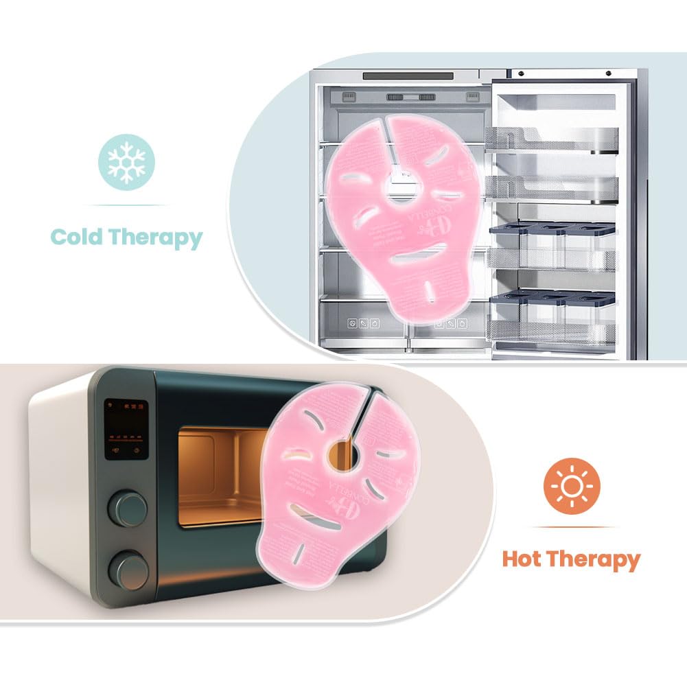 2 Larger Breast Ice Packs with Soft Covers and 6 Breast Pads for Leaking Milk, Hot and Cold Breast Therapy Packs, Breastfeeding Essentials for Relief of Clogged Ducts, Nipple Pain, Engorgement(Pink)