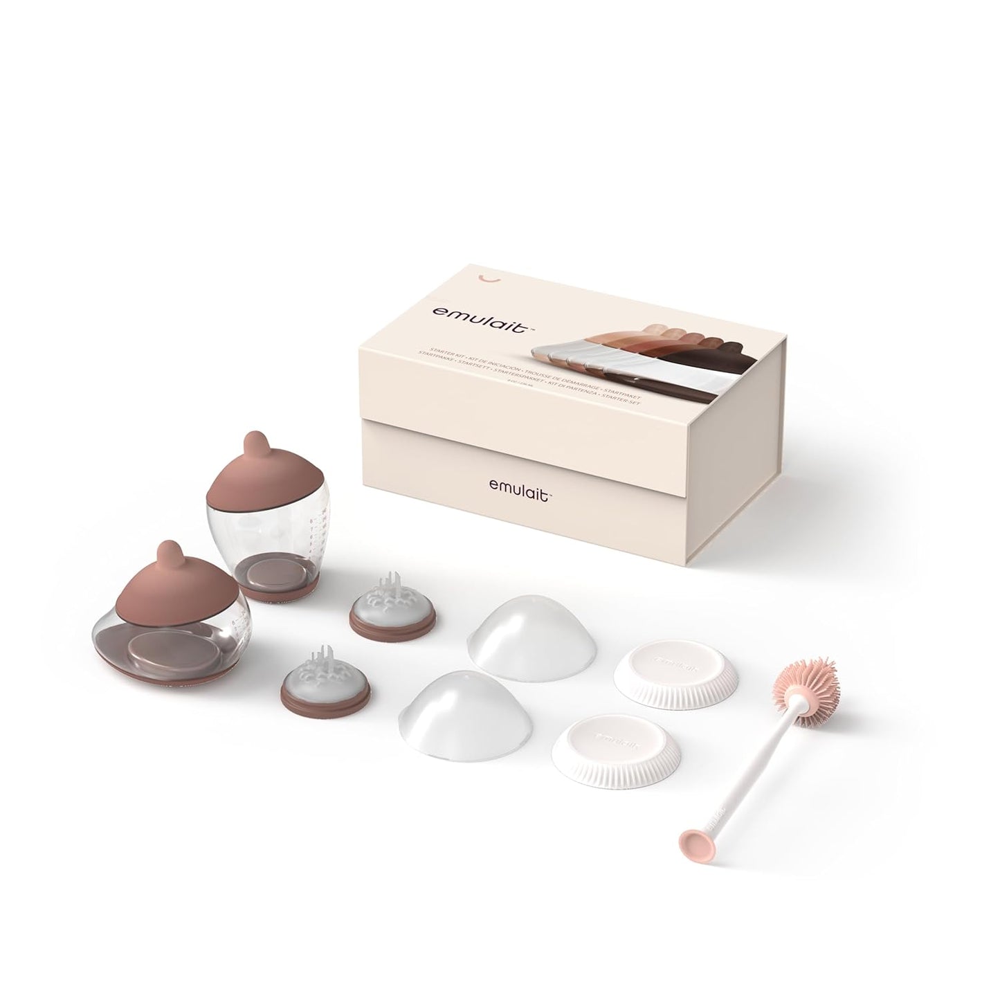 Baby Bottle Starter Kit Includes 2 Bottles 2 Nipples 2 Caps 2 Lids 2 Responsive Flow Valves, Cleaning Brush - Medium - Shape 2-RFV