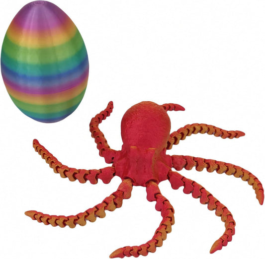 Full Articulated Octopus Crystal Octopus with Octopus Egg 3D Printed Octopus Toy in Egg,Home Office Decor Flexible Joints Home Decor Executive Desk Toys,DIY Creative Ornament Toys Home Gifts