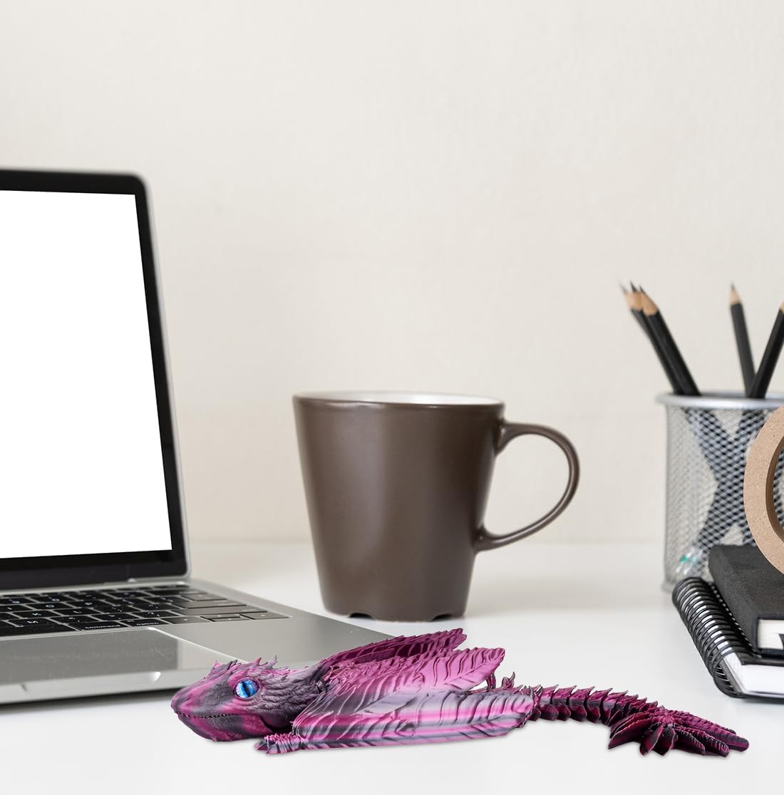 3D Printed Dragon with Wings 3D Printed Animals Articulated Dragon Fidget Dragon 3D Printed Toys Dragon Toy Desk Pets Home Office Decor (Purple)