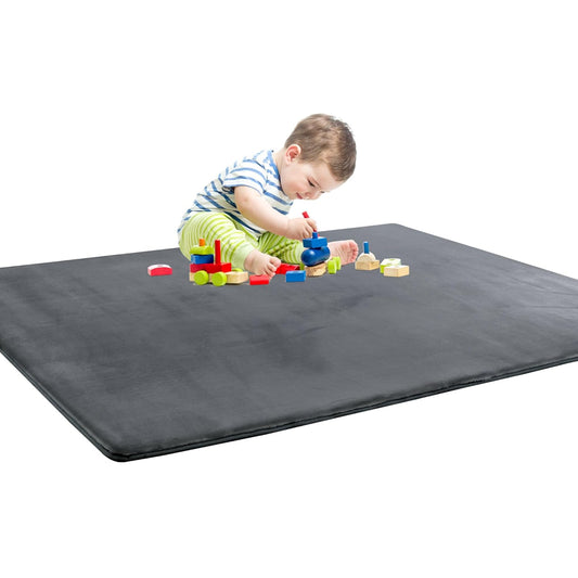 BALAPET Thick Memory Foam 50x50 Play Mat for Playpen, Super Soft Velvet Portable Baby Playpen Mat for Kids Toddler Crawling and Play, Non-Slip Bottom Playmat, Dark Grey