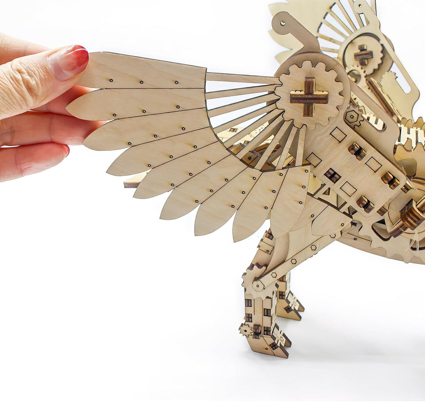 3D Wooden Puzzle Unicorn Mechanical Horse Model Set - Brain Teaser Game - DIY Educational Toy - Eco-Friendly Construction Kit - Perfect Desk Toy and Display Gift for Boys and Girls