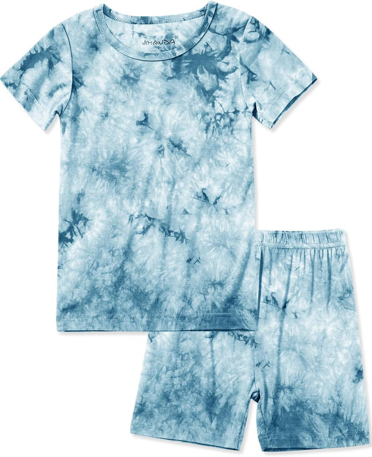 Jimonda Baby/Toddler Soft Sleepwear Short sleeve Kids Cool Pajama Outdoor 2-Piece Shirt&Shorts Casual sets Tie Dye PJ