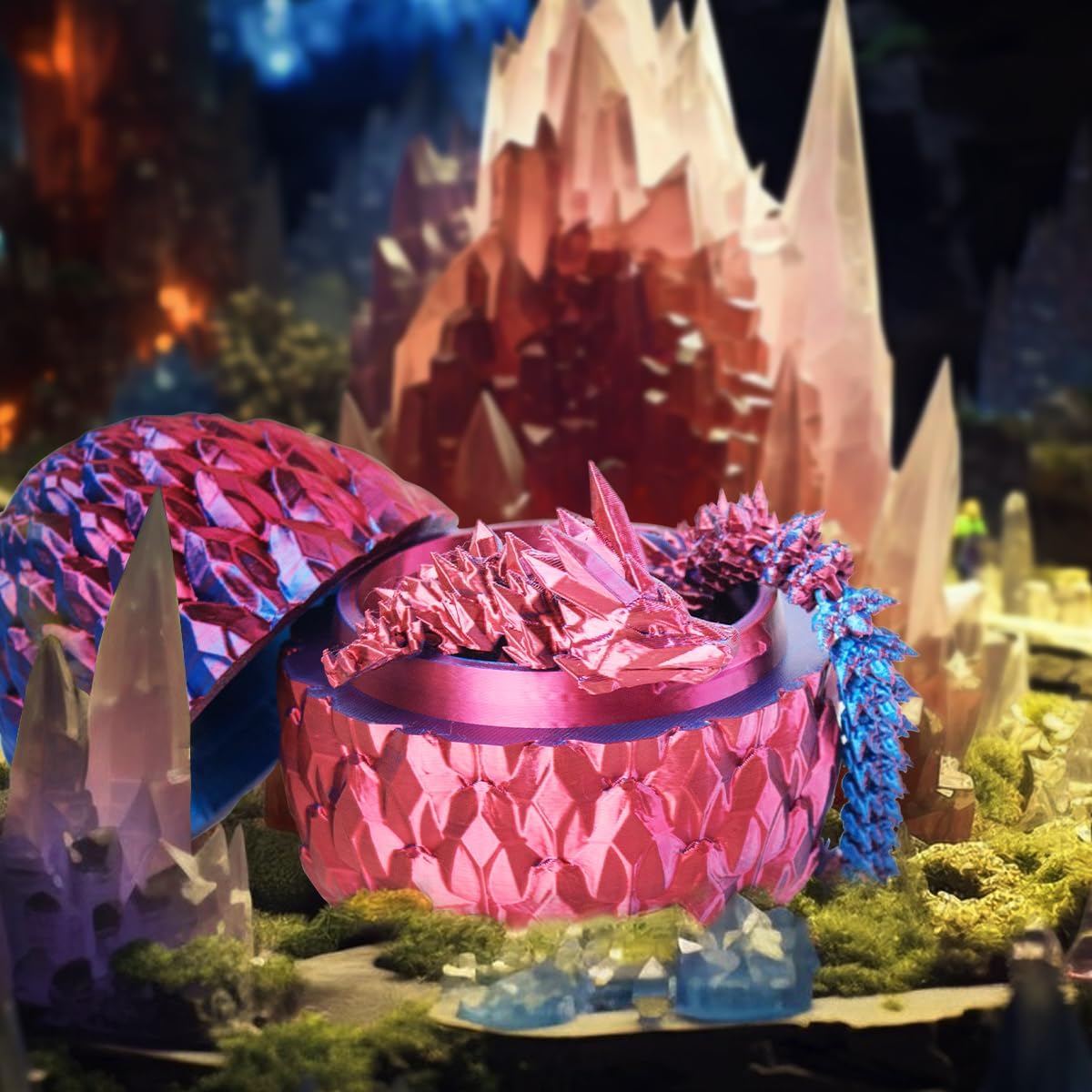 3D Printed Dragon Egg, Beautiful Flexible Joints Executive Desk Toys, Gifts for Adults and Kids (Purple)