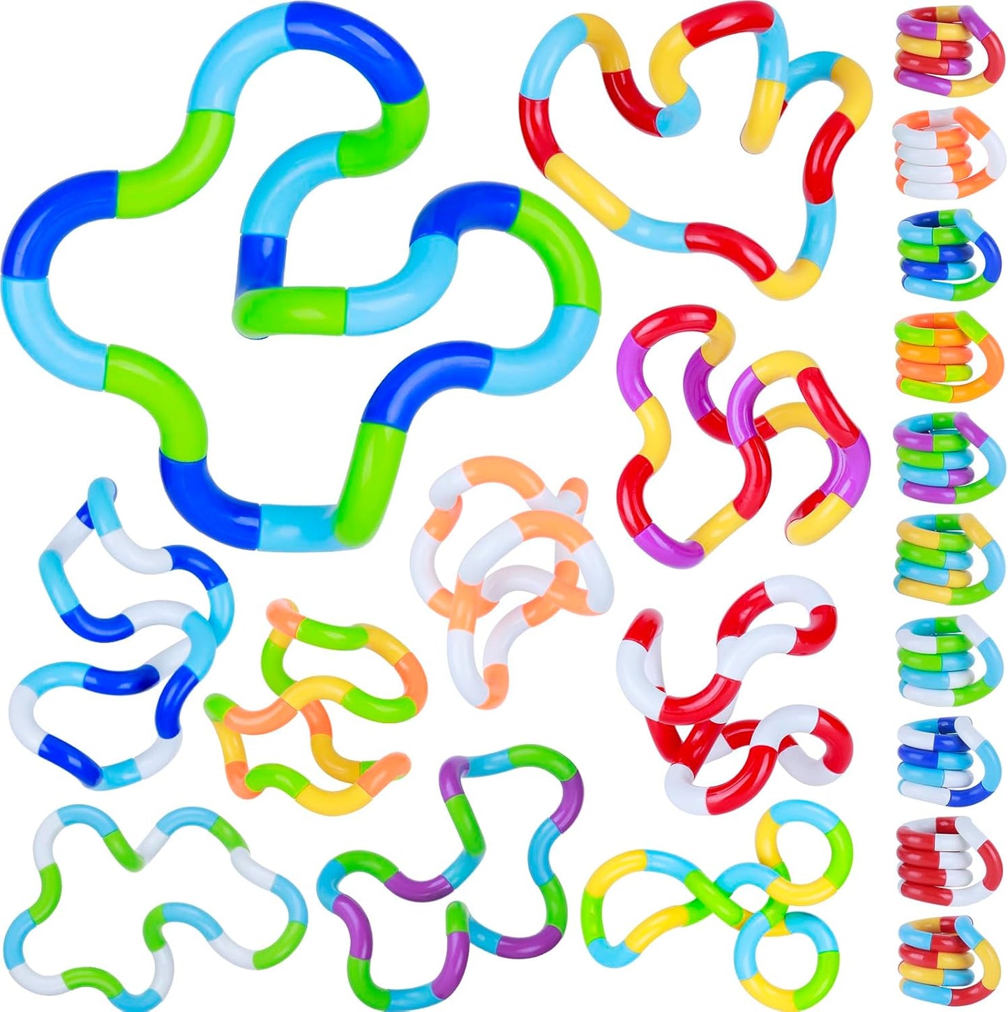 (20-Pack) Quiet Fidgets for Classroom Kids Silent ADHD, Brain Imagination Tools Multicolored Fidget Twist Toys, Relaxation Therapy & Stress Relief Education Toys - Gift for Teens and Adults