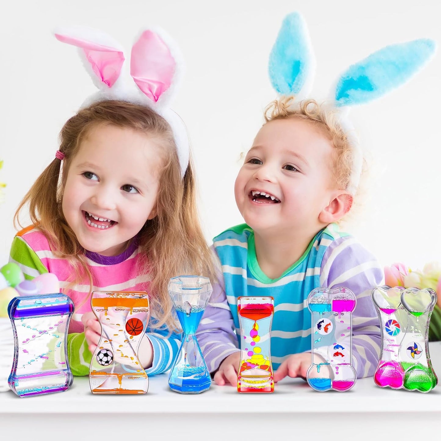 6 Pack Liquid Motion Bubbler Liquid Bubble Sensory Toys Colorful Oil Hourglass Fidget Toy Sensory Bottles Calming Toys Handheld Water Game for Boy Girl Autism ADHD Adults (Lively)