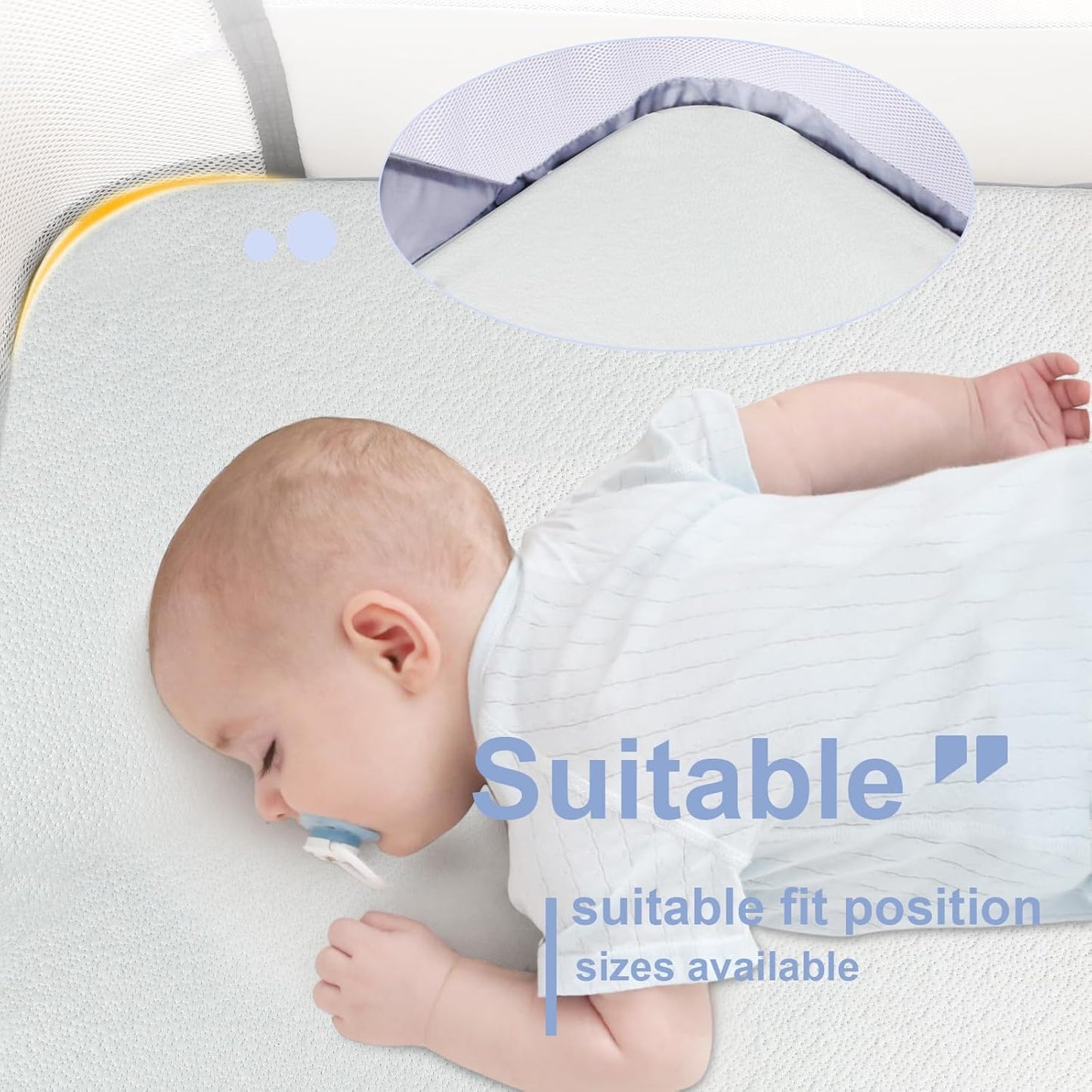NeoBorn Baby Bassinet Mattress Pad, 47" x 23.6" Dual Sided Comfort Gel Memory Foam Mattress with Removable Soft Tencel Cover Fit for ADOVEL/BabyBond/ANGELBLISS/ELEMARA Bassinet Bedside Crib