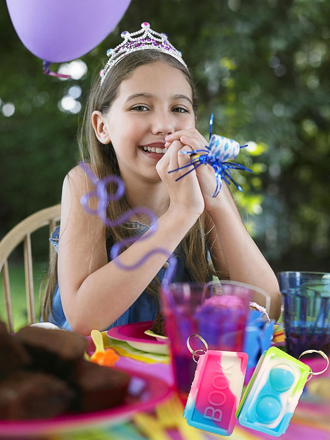 10 packs Bulk Books Backpack Keychain Mini pop Fidget ， Birthday Party Favors,Students Bubble Prize for boy and Little Girl,Kids Classroom Summer Student Gifts