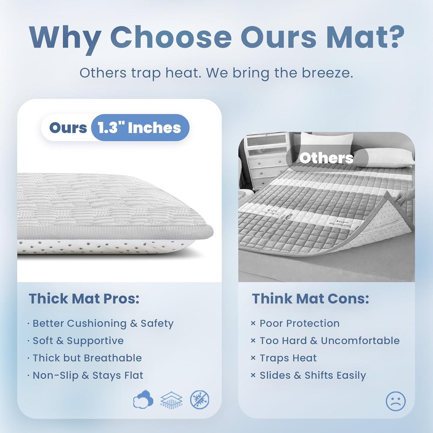 Baby Play Mat for Summer, 1.3 Thick Extra Large Memory Foam Cooling Floor Tummy Time Mat, Soft & Breathable, Non-Slip Rectangular for Toddlers’ Playtime & Rest(Grey,79"x118")