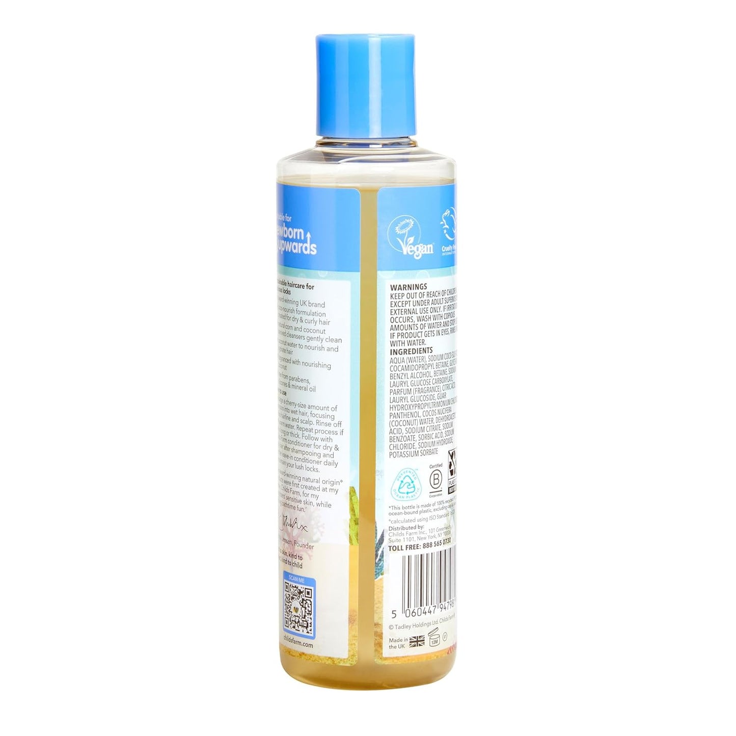 Childs Farm, Coco-Nourish Shampoo contains natural corn and coconut cleansers to gently clean and nourish hair leaving curls defined, 8.4 Fl Oz