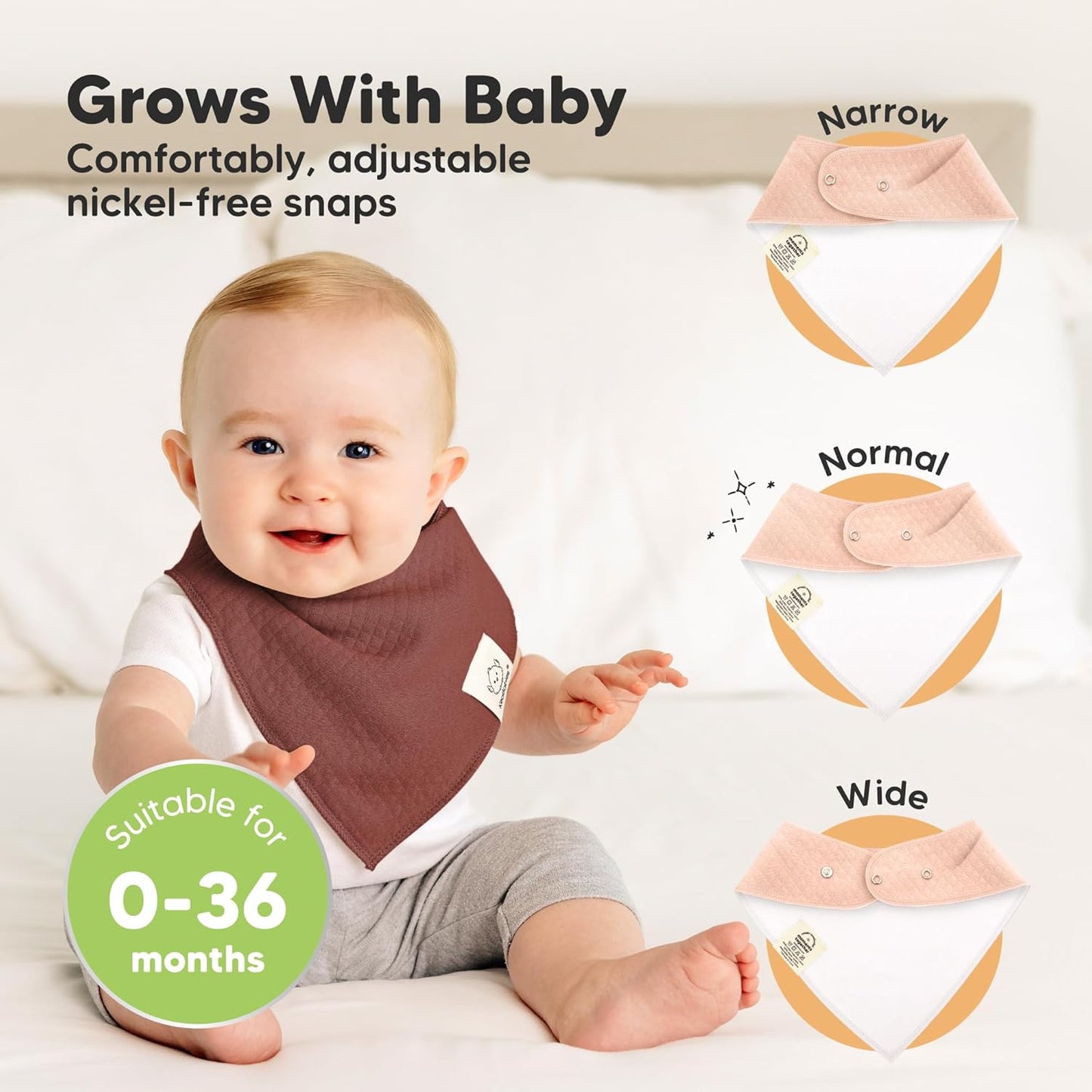 KeaBabies 8-Pack Bandana Bibs for Baby Girls, Boys - Organic Cotton Baby Bibs for Drooling & Teething Newborn, Toddler, Infant 0-36 Months, Extra Soft, Absorbent Cloth with Snaps (Moor)