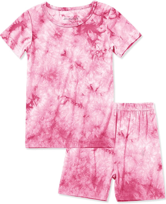 Jimonda Baby/Toddler Soft Sleepwear Short sleeve Kids Cool Pajama Outdoor 2-Piece Shirt&Shorts Casual sets Tie Dye PJ