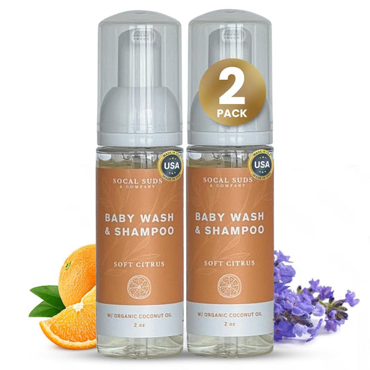 SoCal Suds & Company 2oz Organic Foaming Baby Wash & Shampoo - Soft Citrus - 2 Pack