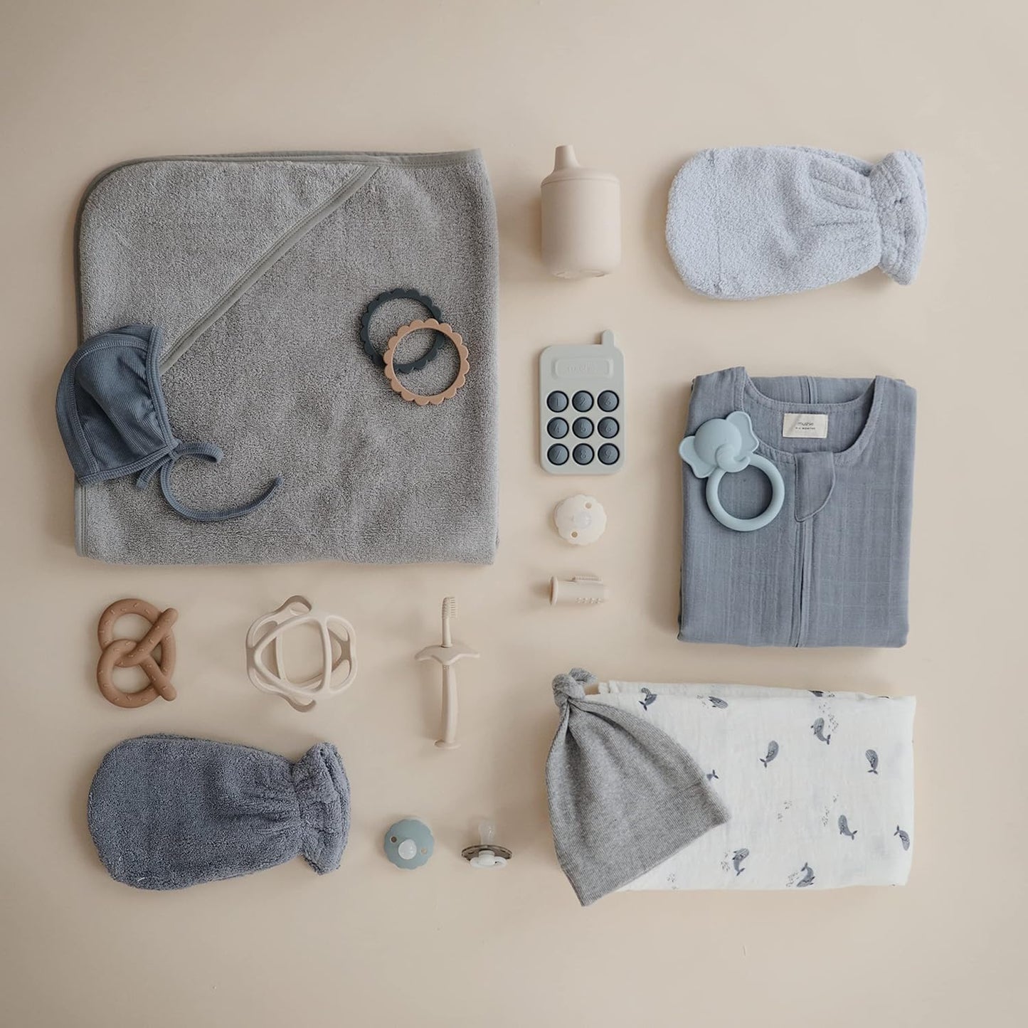 mushie Baby Bath Mitt | Organic Cotton | Pack of 2 (Tradewinds)