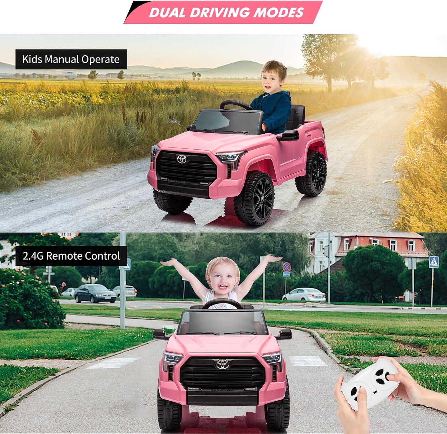 Electric Car for Kids, Licensed Toyota Tundra 12V Electric Truck, Off-Road Kids Car w/Remote, Spring Suspension & 3 Speeds, LED Headlights, Ride-On Toys for Boys/Girls