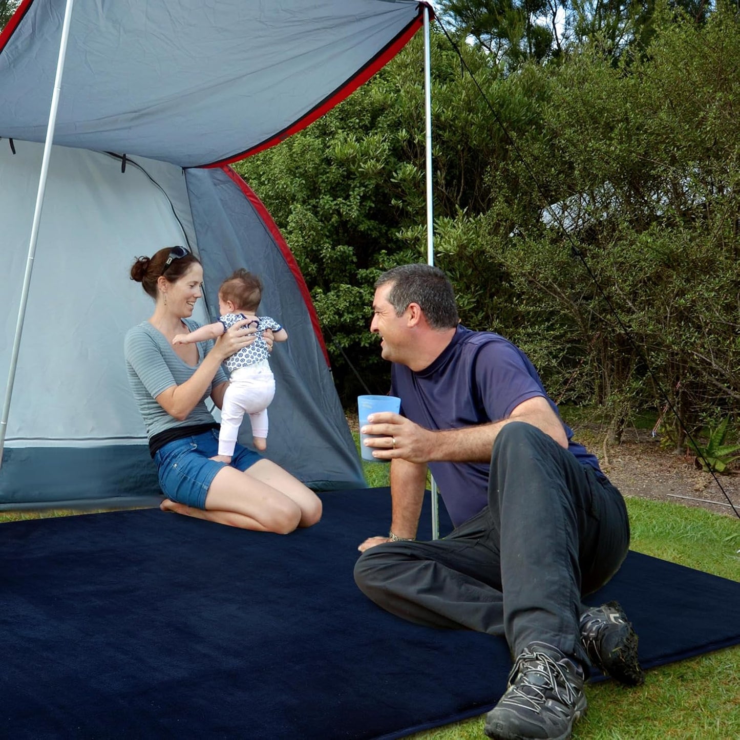 BALAPET Thick Memory Foam 50x50 Play Mat for Playpen, Super Soft Velvet Portable Baby Playpen Mat for Kids Toddler Crawling and Play, Non-Slip Bottom Playmat, Navy Blue