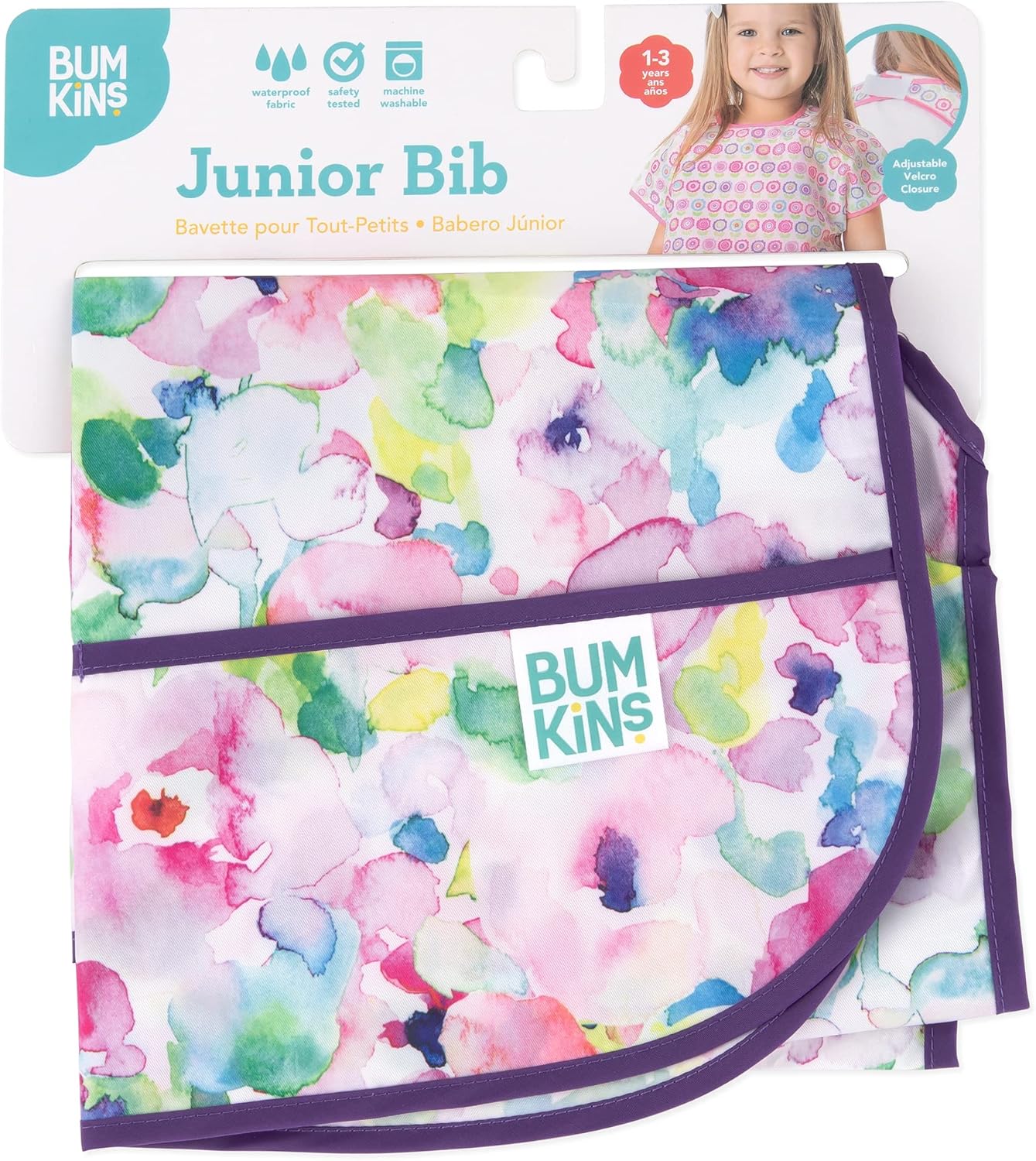 Bumkins Bibs - Toddler Bibs, Waterproof, Large for 1-3 Years, Short Sleeve