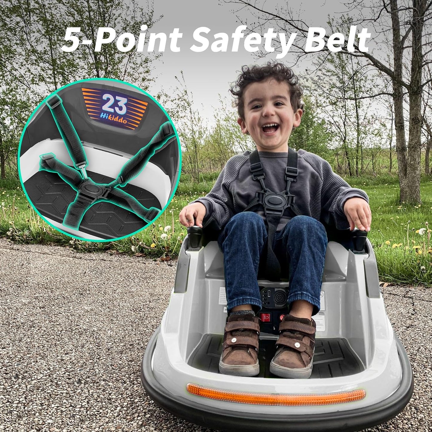 12V Kids Bumper Car, Electric Baby Bumper Car for Toddlers with Remote Control, 3 Speeds - White